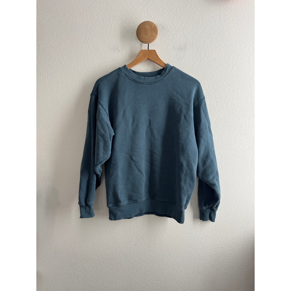 Elwood Core Crewneck Sweatshirt Teal Blue Organic Cotton Mens Size XS